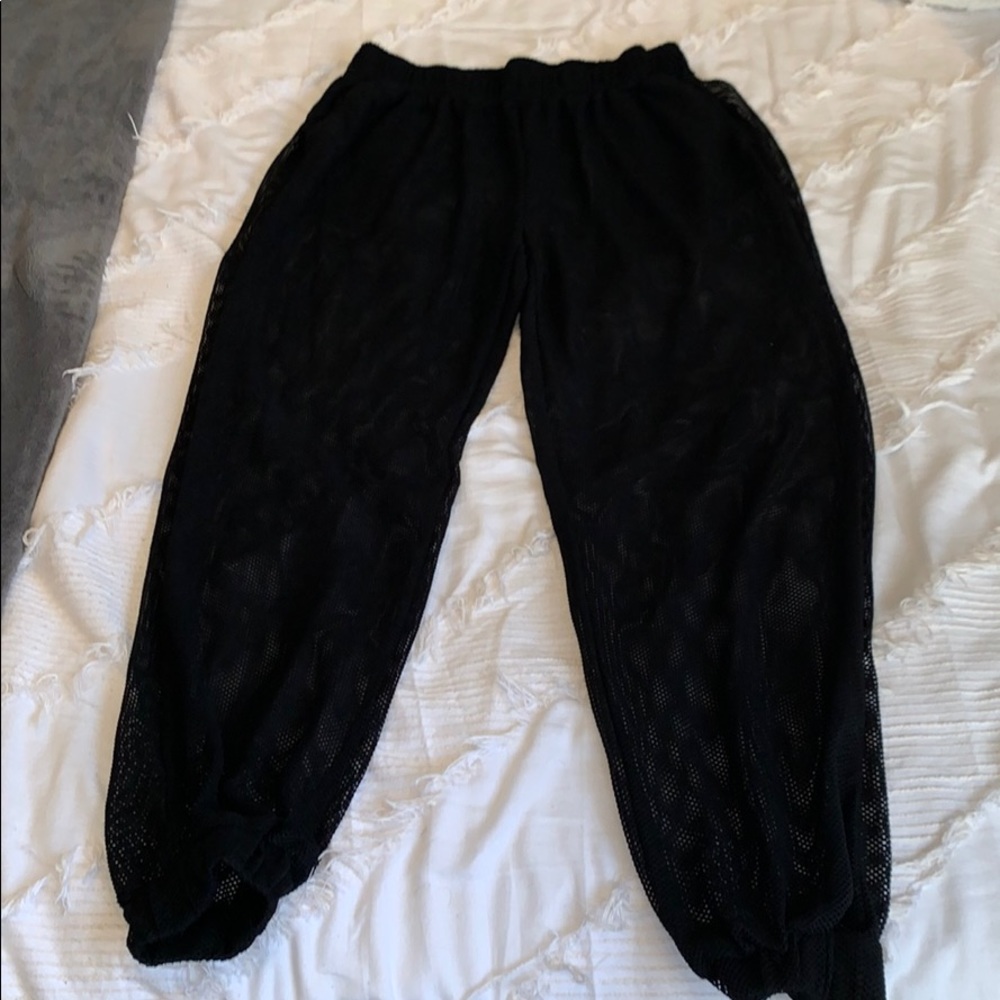 Black Mesh Joggers